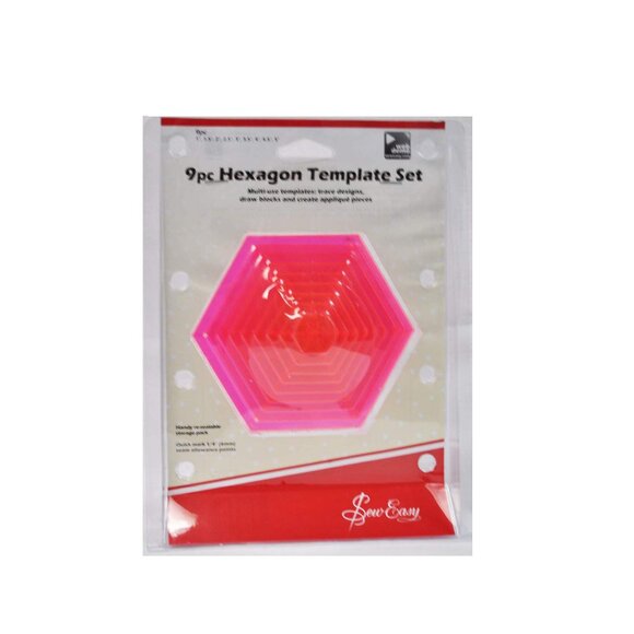Sew Easy 9 Piece Hexagon Template Set ERGG07.PNK, NEW - Picture 1 of 1